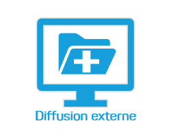 Icone de diffusion externe avec texte